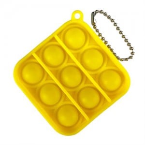 Pop It Mini Bubble Key Ring - Yellow / White Square