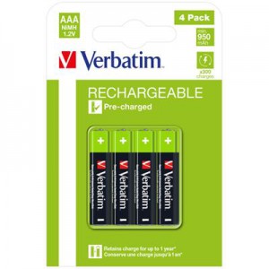 Verbatim AAA Premium Rechargeable Batteries HR03 4-pack