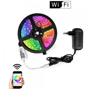 5m RGB Wifi Smart LED Strip Light kit with DC12V Power Supply - alexa/google home enabled