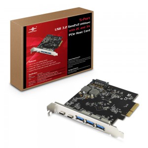 Vantec 5-Port USB 3.2 Gen2x2 (20Gbps) With 2C And 3A PCIe Host Card