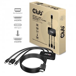 Club 3D USB Type C + HDMI + MiniDisplayPort 1.2 to HDMI 4K60Hz HDR M/M Active Adapter