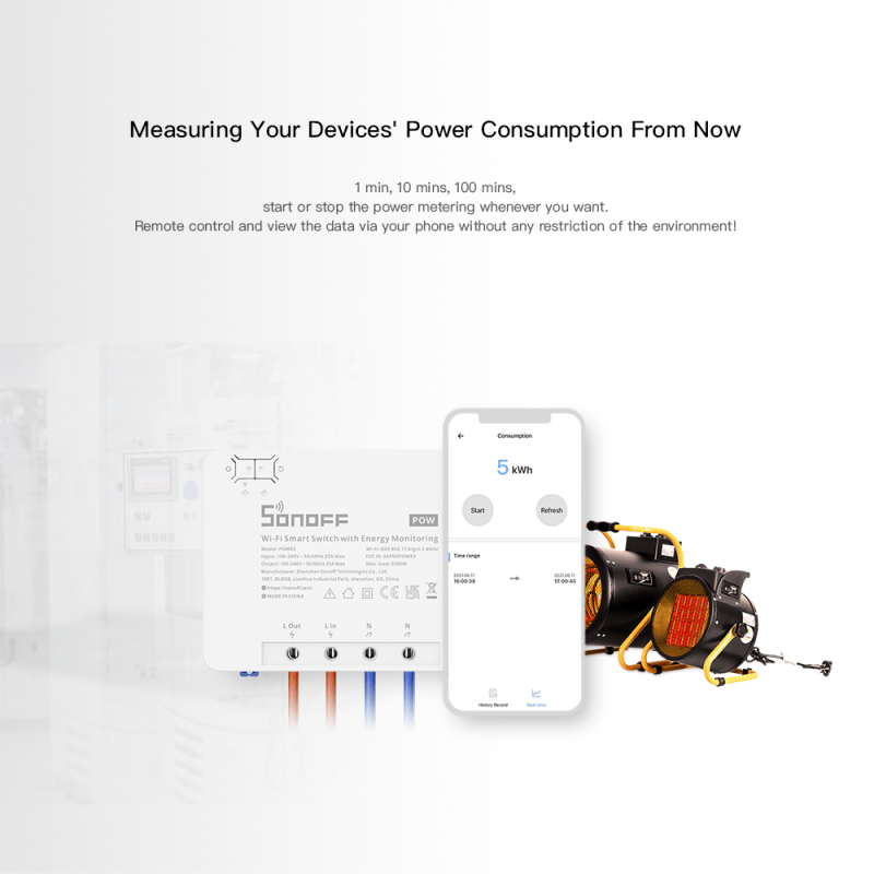 Sonoff POW R3 25A WiFi Geyser Smart Switch with Power Consumption ...