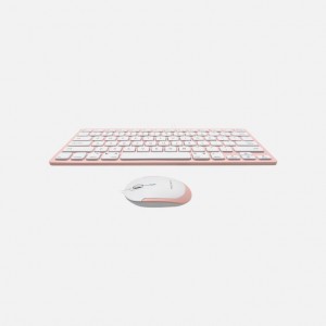 Macally - Compact Aluminum USB Keyboard and Quiet Click Mouse - Pink
