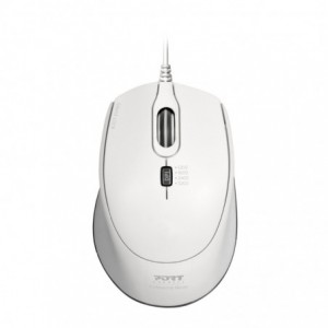 Port Connect Wired USB|Type-C 3600DPI Mouse - White