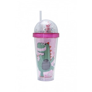 Dino Water Bottle - Cerise Pink