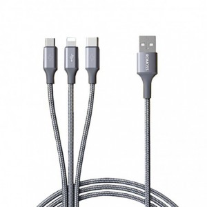 Romoss 3in1 Lightning Charge Sync/Micro USB /Type C to USB 1m Cable - Space Grey