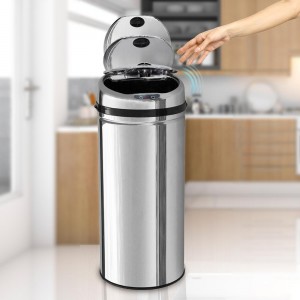 HomeMax 50L Round Stainless Steel Sensor Bin