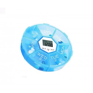 Pill Box Organizer with Electronic Timer (Round)