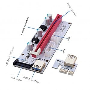 PCI-E PCI Express Riser Card (Ver 008S) - Mining for Graphics Card (Vertical Mount)