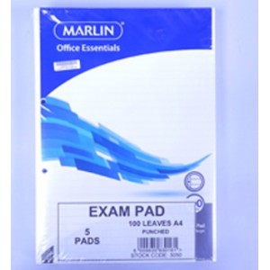 Marlin A4 Exam Pads - Punched 100 Page - Pack of 5