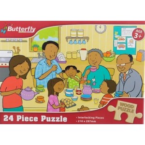 Butterfly 24 Piece A4 Wooden Puzzle My Family- Interlocking Pieces 210 x 297mm