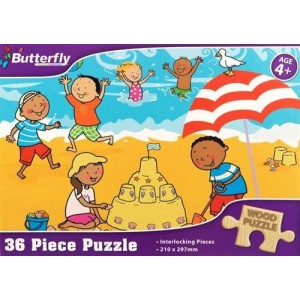 Butterfly 36 Piece A4 Wooden Puzzle Summer- Interlocking Pieces 210 x 297mm