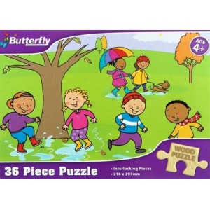 Butterfly 36 Piece A4 Wooden Puzzle Winter- Interlocking Pieces 210 x 297mm