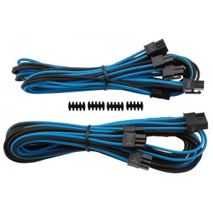 Corsair - Individually Sleeved Type 4 PSU Cables PCIe  With Dual Connectors - Blue/Black