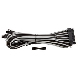 Corsair - Individually Sleeved Type 4 PSU Cables  ATX 24 Pin - White/Black