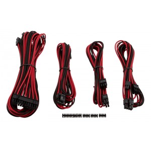 Corsair - Premium Individually Sleeved Flexible Paracorded Modular Cable Starter Kit - Red/Black