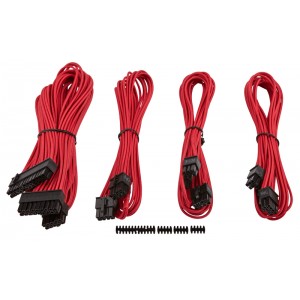Corsair Premium Individually Sleeved Flexible Paracorded Modular Cable Starter Kit - Red