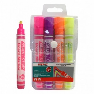 Parrot Glass/Chalkboard Markers Pouch 4 (Pink  Yellow  Orange  Yellow)
