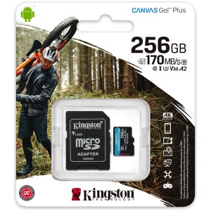Kingston 256GB microSDXC Canvas Go! Plus 170R A2 U3 V30 Card with Adapter
