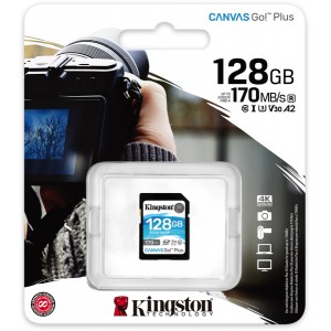 Kingston Technology - 128GB SDXC Canvas Go Plus 170MB/s Read UHS-I  C10  U3  V30 Memory Card