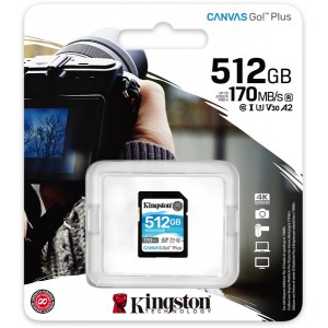 Kingston Technology - 512GB SDXC Canvas Go Plus 170MB/s Read UHS-I  C10  U3  V30 Memory Card