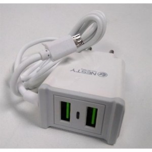 Nesty GRTA006 Dual USB Port Wall Charger and Built In Micro USB Cable