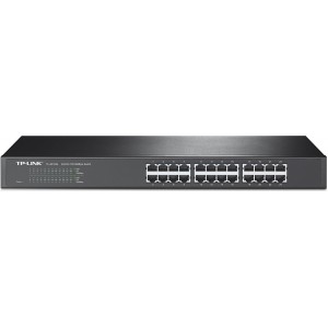 TP-LINK 24 Port Ethernet Switch, 24x 10/100Mbps RJ45 Ports, 1U 19-Inch Rackmountable, Steel Case