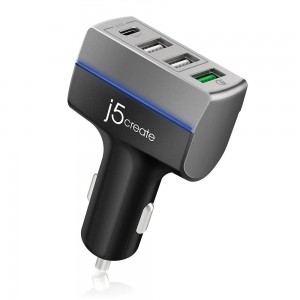 j5 create JUPV41 4-Port USB QC 3.0 &amp; Type-C Car Charger