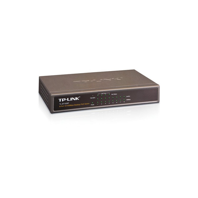 TP-LINK 8 Port Ethernet Desktop PoE Switch, 8x 10/100Mbps RJ45 Ports, 4x PoE Ports, Steel Case