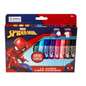 Marvel Spiderman 12 Jumbo Fibre Markers - Multi-color