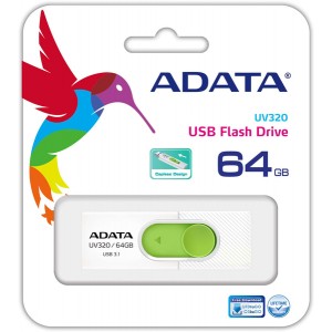 Adata UV320 64GB USB 3.1 (3.1 Gen 2) Type-A USB Flash Drive - White/Green
