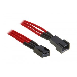 BitFenix Alchemy Multisleeved 90cm 3 Pin Power Extension Cable for CPU or System Fan - Red