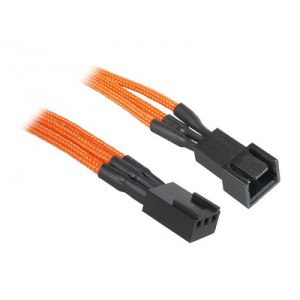 BitFenix Alchemy Multisleeved 30cm 3 pin Power Extension Cable for CPU or System Fan - Orange