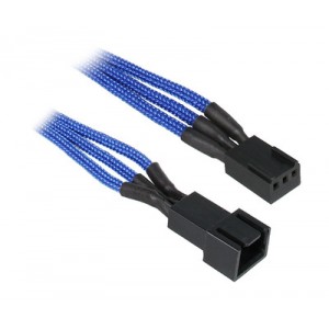 BitFenix Alchemy Multisleeved 30cm 3 pin Power Extension Cable for CPU or System Fan - Blue