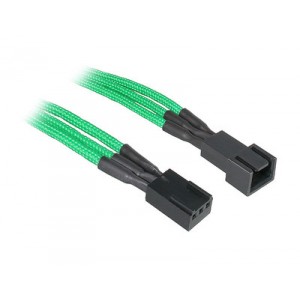 BitFenix Alchemy Multisleeved 3 pin Power Extension Cable for CPU or System Fan - Green