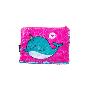 Quest Sequin Narwhale Pencil Case - Pink