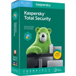 Kaspersky Total Security - 3 devices / 1 user / 1 year - for PC+Mobile - adds security for online banking &amp; shopping , identity, photos, password management , files protection