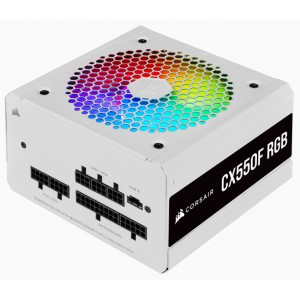 Corsair - CX Series CX550F RGB White - 550 Watt 80 Plus Bronze Certified Fully Modular RGB White PSU