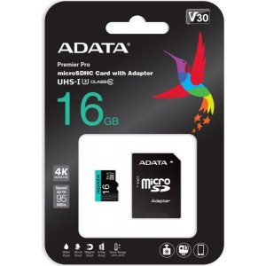 Adata 16GB Premier Pro microSDHC UHS-I U3 Class 10(V30S) Memory Card