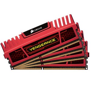 Corsair Vengeance with Red Heatsink 16GB (4GB x 4 kit) DDR3-2400 CL9 1.65v - 240pin Memory