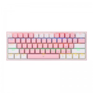 Redragon K617 FIZZ 61-Key Rainbow LED Mechanical Gaming Keyboard – Pink/White