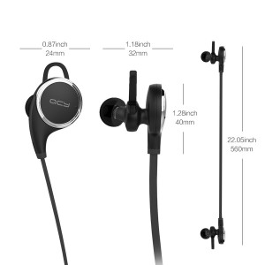 QCY QY8 Mini Bluetooth 4.1 Headphones with Microphone for iPhone, iPad, Samsung and Android Smartphone - Black