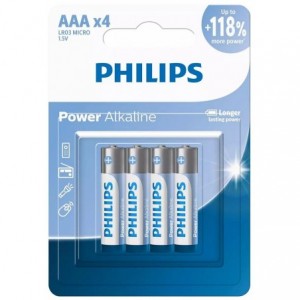 PHILIPS POWER ALKALINE BATTERIES AAA 4 PACK
