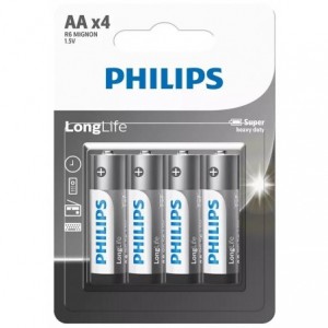 PHILIPS LONGLIFE BATTERIES AA 4 PACK