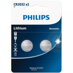 Philips CR2032 Lithium Button Batteries - 2-Pack