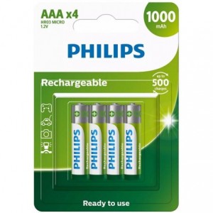 Philips AAA Nickel-Metal Hydride Rechargeable Batteries - 4-Pack