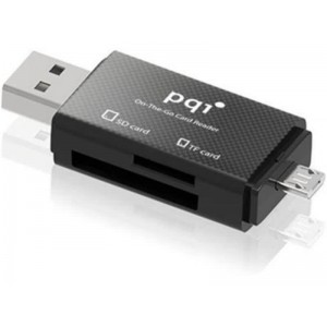 PQi Connect 208 Black Flash Drive Type OTG Reader for SDHC/SDXC+ microSDHC/SDXC