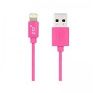 PQI - Apple Certified 90cm Flat Cable Length Lightning 8-Pin Syncing and Charging - Pink