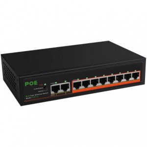 Diewu Fast Ethernet Switch 8-Port 10/100Mbps POE Combo 2 Uplink
