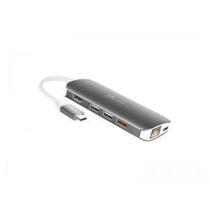 j5create JCD384 USB-C Multi Adapter HDMI / VGA/ Ethernet / USB 3.1 / PD 3.0 / Memory Card Reader / Writer